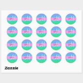 Glam Blue Green Glitter Sparkle Gradient Monogram Ronde Sticker (Vel)