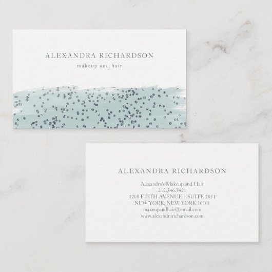 Glam Blue met Faux Sparkle op White Visitekaartje (Voorkant / Achterkant)