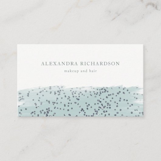 Glam Blue met Faux Sparkle op White Visitekaartje (Voorkant)