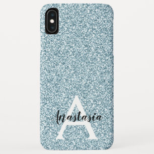 Glam Blue Silver Glitter Sparkles Monogram Case-Mate iPhone Case