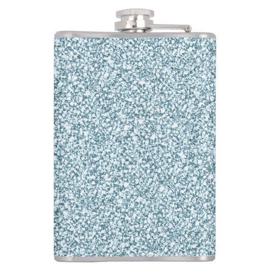 Glam Blue Silver Glitter Sparkles Monogram Heupfles (Achterkant)