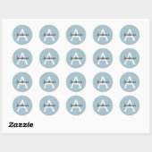 Glam Blue Silver Glitter Sparkles Monogram Ronde Sticker (Vel)