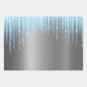 Glam Blue Silver Icicles Kerstmis Inpakpapier Vel (Voorkant)
