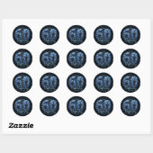 Glam Blue Steen Mozaïek Glans 60e Verjaardag Ronde Sticker (Vel)