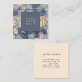 Glam Blue-Stippen met Gold Vierkante Visitekaartje (Voorkant / Achterkant)