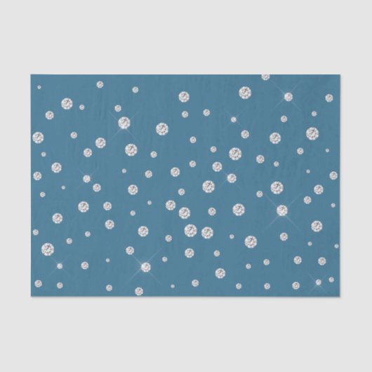Glam Blue White Diamonds Bruiloftsborrel Tissuepapier (Voorkant)
