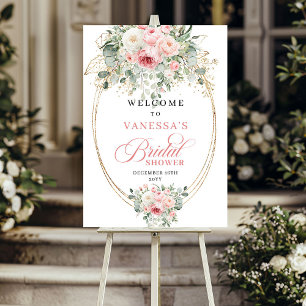 Glam Blush Bloemen Groene Tinten Goud Bruidsmeisje Poster