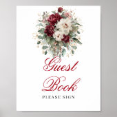 Glam Blush Burgundy Gastboek Poster Bord (Voorkant)