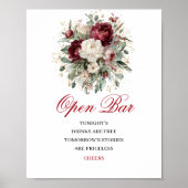 Glam Blush Burgundy Open Bar Huwelijks Poster (Voorkant)