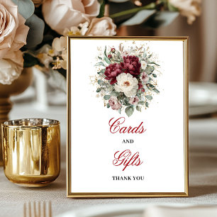 Glam Blush Burgundy Tafelkaart Cadeaubord Bord Poster