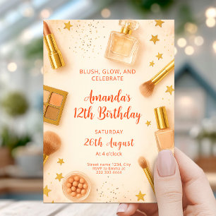 Glam Blush en Glow Verjaardagsfeestje Kaart