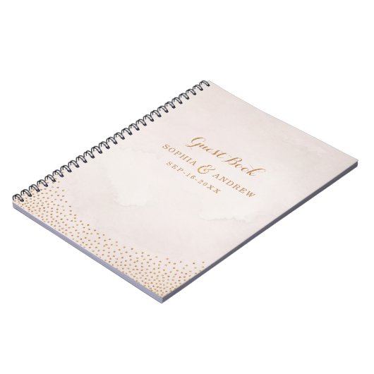 Glam blush glitter roos goudbruiloft notitieboek (Linkerzijde)