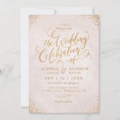 Glam blush glitter roos goudkalligrafie kaart (Voorkant)