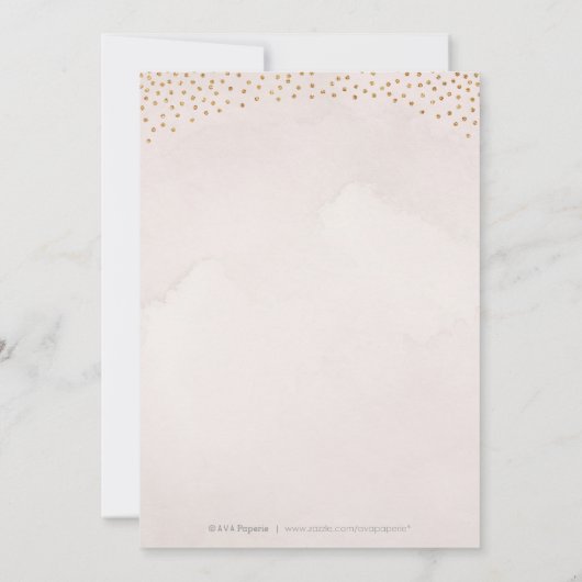 Glam blush glitter roos goudkalligrafie kaart (Achterkant)