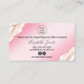 Glam Blush Pink Agate Hartelijk dank voor uw aanko Visitekaartje (Achterkant)
