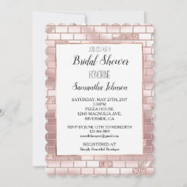 Glam Blush Pink Bricks Vrijgezellenfeest Kaart