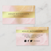 Glam Blush Pink en Faux Gold Social Media Visitekaartje (Voorkant / Achterkant)