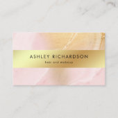 Glam Blush Pink en Faux Gold Social Media Visitekaartje (Voorkant)