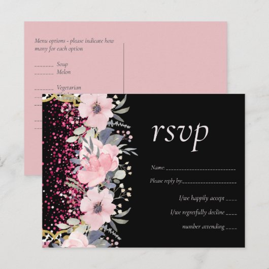 Glam Blush Pink Floral Moderne Weddenschap Briefkaart (Voorkant / Achterkant)