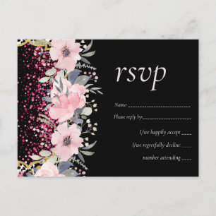 Glam Blush Pink Floral Moderne Weddenschap Briefkaart