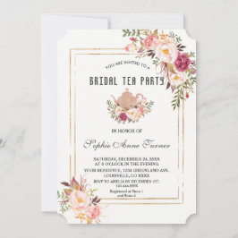 Glam Blush Pink Floral Vrijgezellenfeest Tea Party Kaart