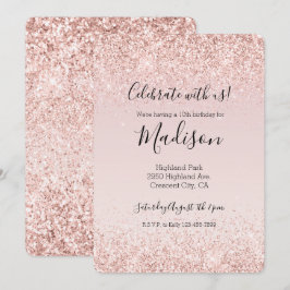 Glam Blush Pink Glitter Sparkle Kaart
