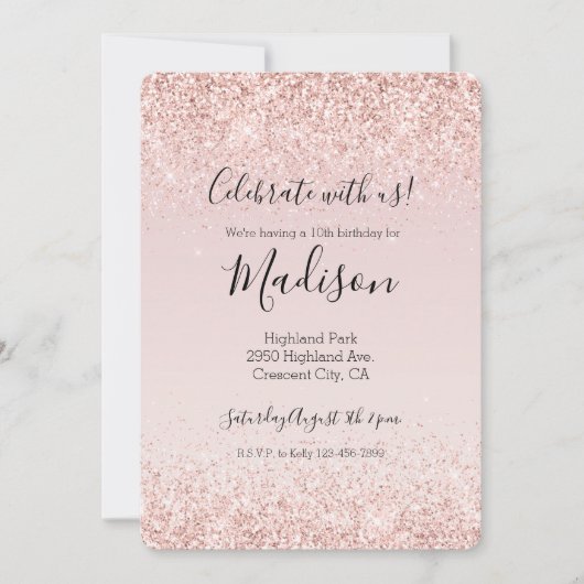 Glam Blush Pink Glitter Sparkle Kaart (Voorkant)