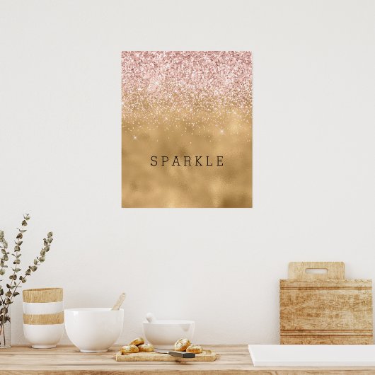 Glam Blush Pink Glitter Sparkle Poster (Keuken)