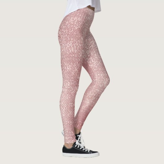 Glam Blush Pink Glitzy Sparkle Leggings (Rechts)