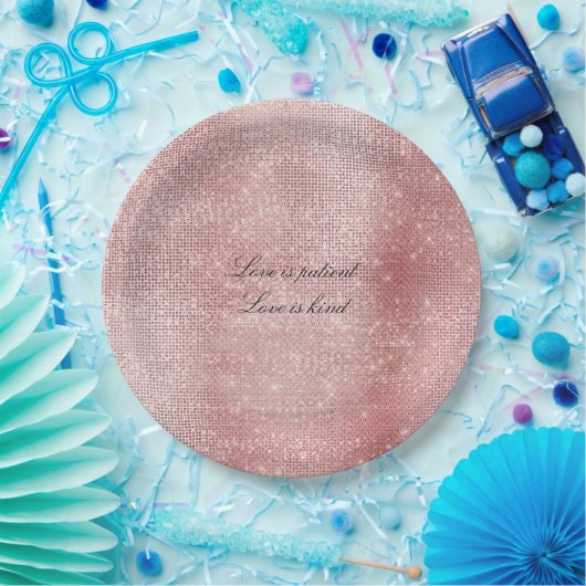 Glam Blush Pink Glitzy Sparkle Papieren Bordje (Feest)