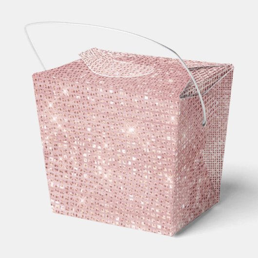 Glam Blush Pink Glitzy Sparkle Vieren Bedankdoosjes (Achterkant)