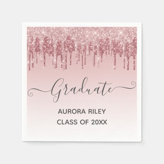 Glam Blush Pink Gold Driving Glitter Afstuderen Servet (Voorkant)