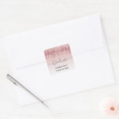 Glam Blush Pink Gold Driving Glitter Afstuderen Vierkante Sticker (Envelop)
