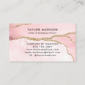 Glam Blush Pink Gold Glitter Marble Agate Monogram Visitekaartje (Achterkant)