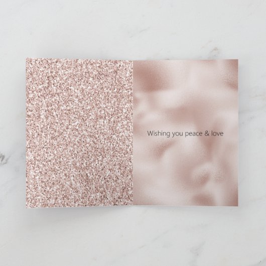 Glam Blush Pink Peace Love Kaart (Binnen)