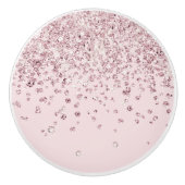 Glam Blush Pink Rose Gold Glitter Diamond Confetti Keramische Knop (Voorkant)