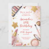 Glam Blush Pink Spa Birthday Party Kaart (Voorkant)