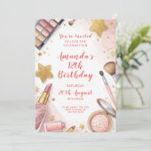 Glam Blush Pink Spa Birthday Party Kaart (Staand voorkant)
