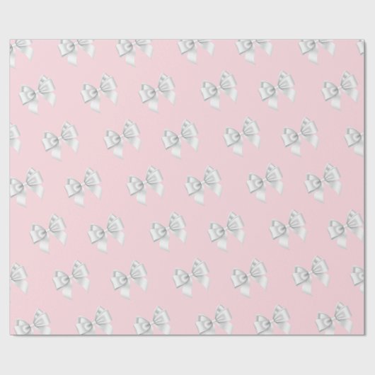 Glam Blush Pink White Bows Tiffany Theme NYC Cadeaupapier (Vlak)