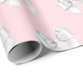 Glam Blush Pink White Bows Tiffany Theme NYC Cadeaupapier (Rol Hoek)