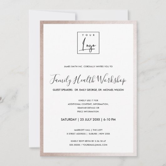 GLAM BLUSH ROOS GEEFT UW LOGO WERKSHOP GALA GEBEUR KAART (Voorkant)