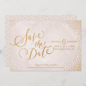 Glam blush roos goud kalligrafie behalve datum save the date (Voorkant / Achterkant)