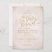 Glam blush roos gouden kalligrafie gelofte vernieu kaart (Voorkant)