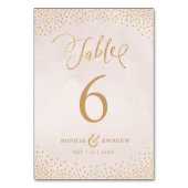 Glam blush roos gouden kalligrafie tafelnummer (Achterkant)