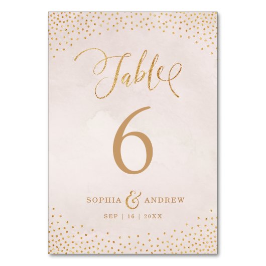Glam blush roos gouden kalligrafie tafelnummer (Voorkant)