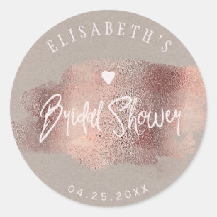 Glam blush roos gouden koper glitter vrijgezellenf ronde sticker