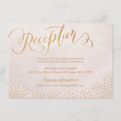 Glam blush roos goudkalligrafie informatiekaartje (Voorkant)