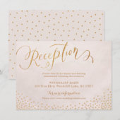 Glam blush roos goudkalligrafie informatiekaartje (Voorkant / Achterkant)