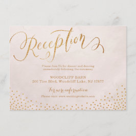 Glam blush roos goudkalligrafie informatiekaartje