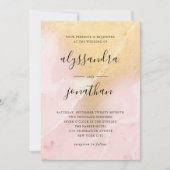 Glam Blush roze en goud marmeren look | Bruiloft Kaart (Voorkant)